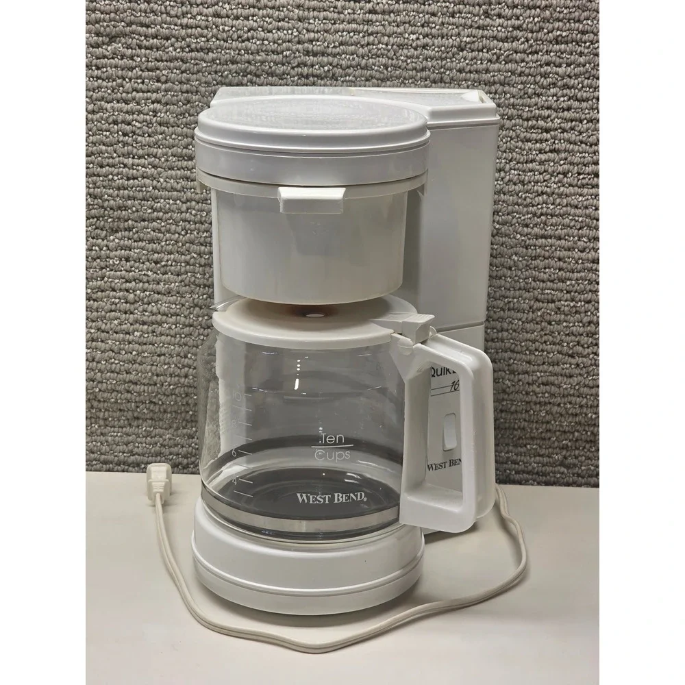 West Bend QuikDrip‎ 10 Cup Automatic Drip Coffee Maker White Glass Carafe 850W